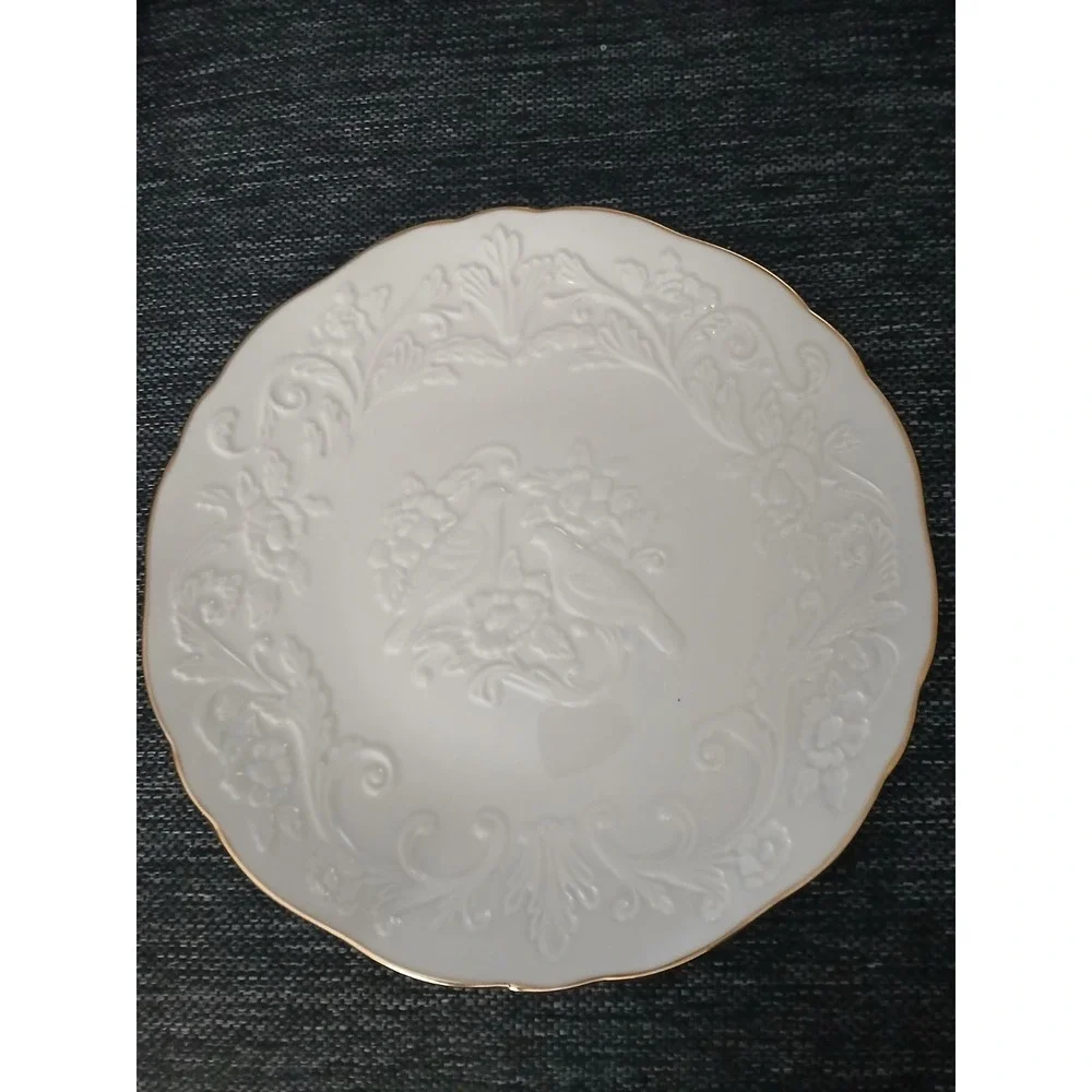 Vtg Lenox China Anniversary Plate Love Birds Gold Trim 12.5in Made In USA
